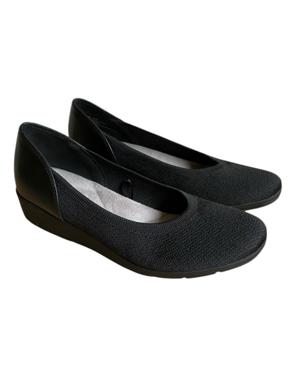 Kim Rogers Maddie Ultra Comfort Wedge Shoes Flats 9.5 Black Round Toe Casual